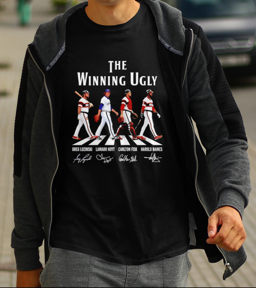 Chicago White Sox The Winning Ugly Greg Luzinski Lamarr Hoyt Carlton Fisk Harold Baines Signatures Abbey Road T-Shirt