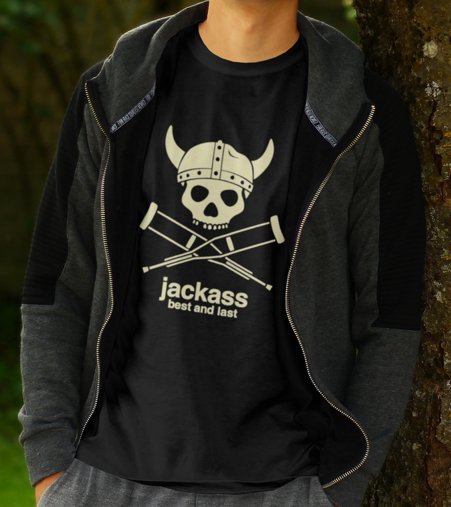Jackass Best And Last Viking Skull With Crutches T-Shirt