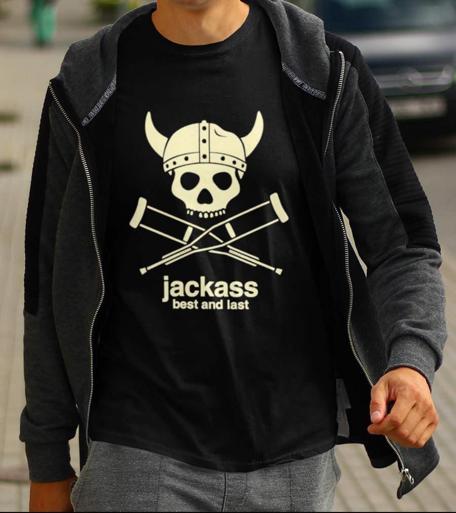 Jackass Best And Last Viking Skull With Crutches T-Shirt
