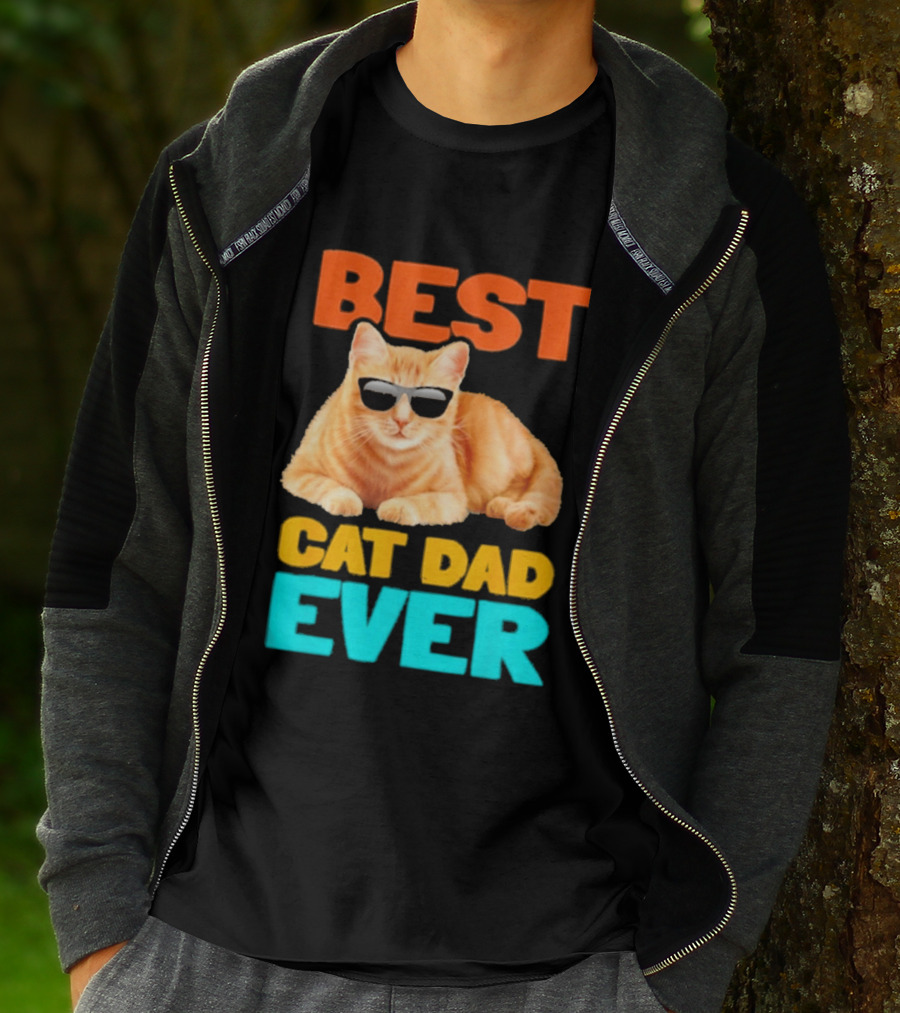 Best Cat Dad Ever Tabby Owner Birthday Fathers Day T-Shirt
