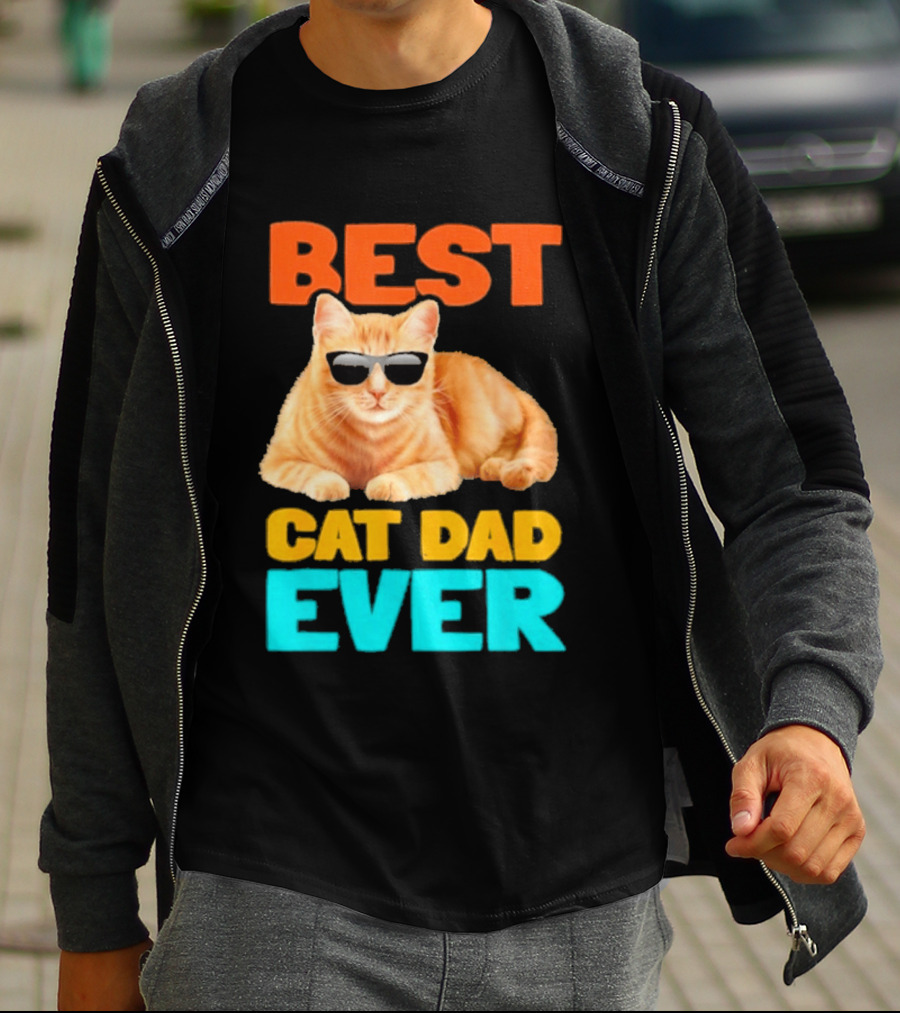 Best Cat Dad Ever Tabby Owner Birthday Fathers Day T-Shirt