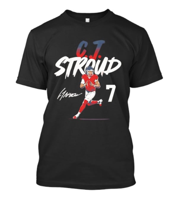C.J. Stroud Houston Texans 7 Football Star 2026 Signature Pose T-Shirt