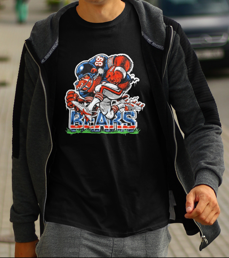 Mike Ditka 89 Chicago Bears Football Bear Fierce Cartoon Helmet T-Shirt