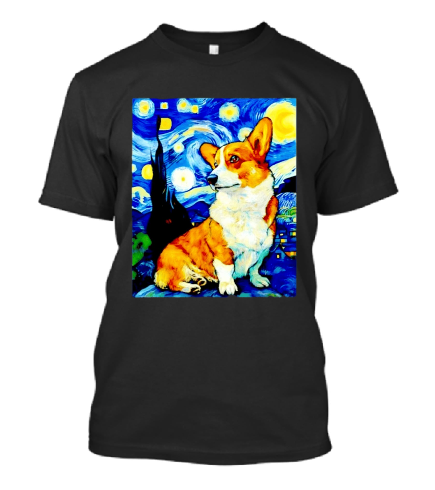 Corgi The Starry Night Vincent Van Gogh Dog Art Collaboration T-Shirt