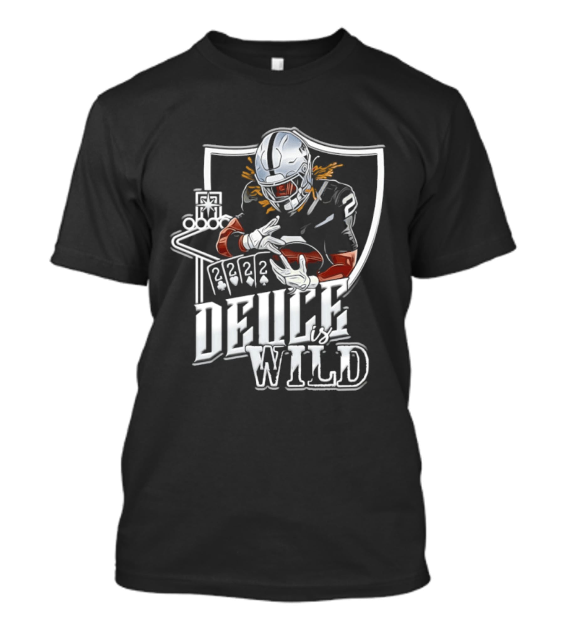 Deuce Is Wild Las Vegas Raiders Football Poker Theme Iconic Quarterback T-Shirt