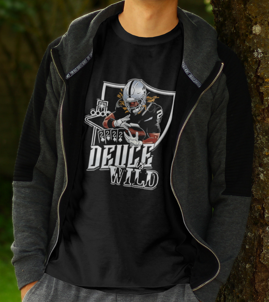 Deuce Is Wild Las Vegas Raiders Football Poker Theme Iconic Quarterback T-Shirt