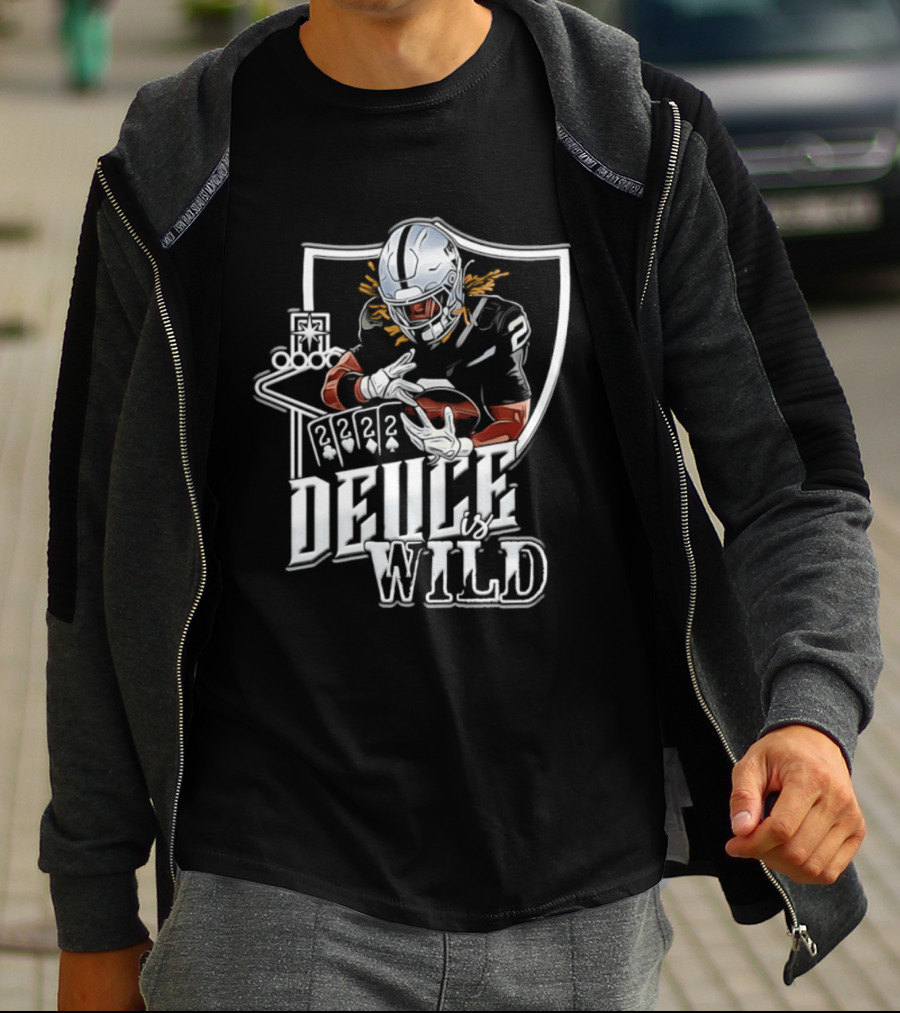 Deuce Is Wild Las Vegas Raiders Football Poker Theme Iconic Quarterback T-Shirt
