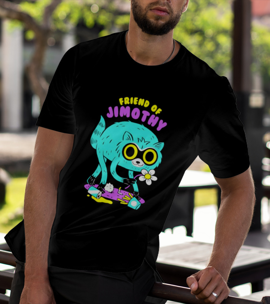 Friend Of Jimothy Raccoon Holding Flower Cute Cartoon T-Shirt