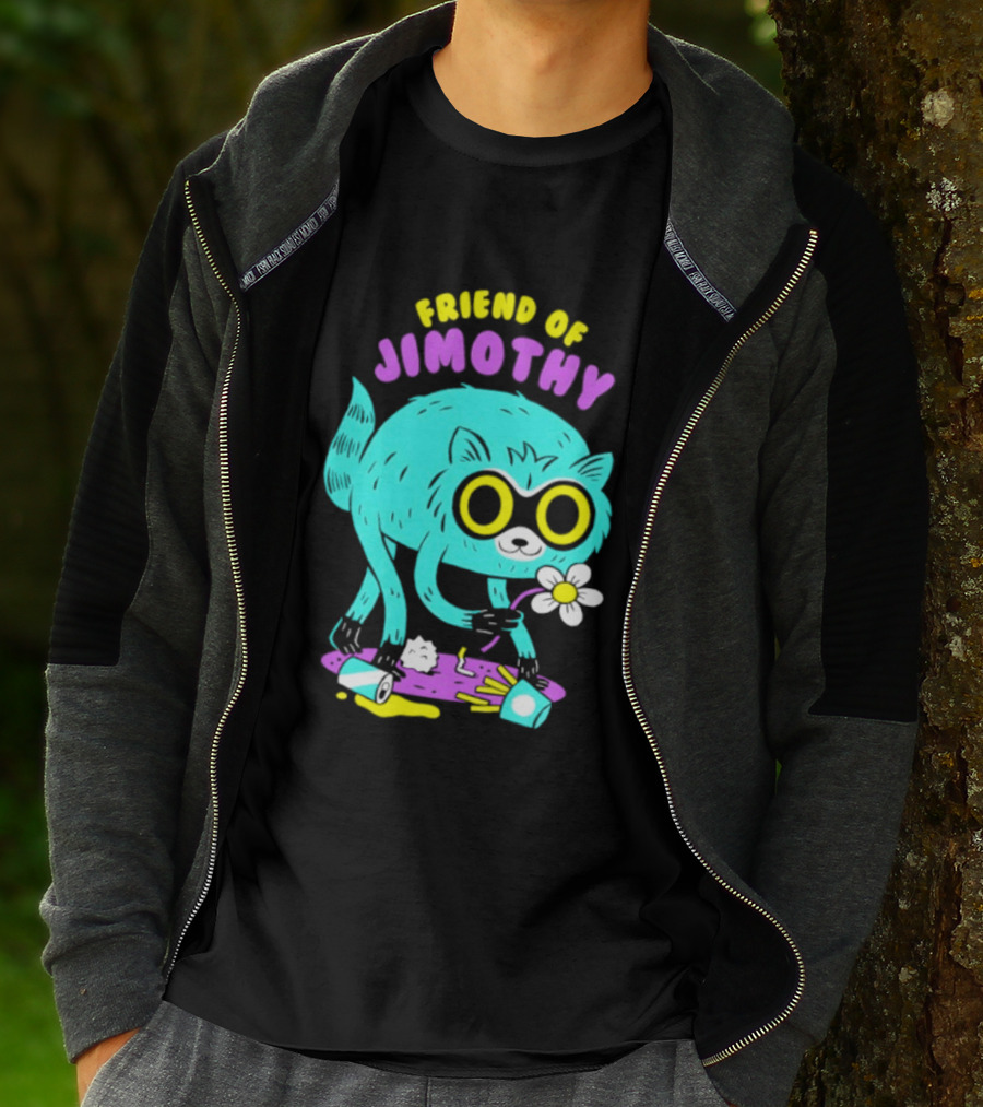 Friend Of Jimothy Raccoon Holding Flower Cute Cartoon T-Shirt