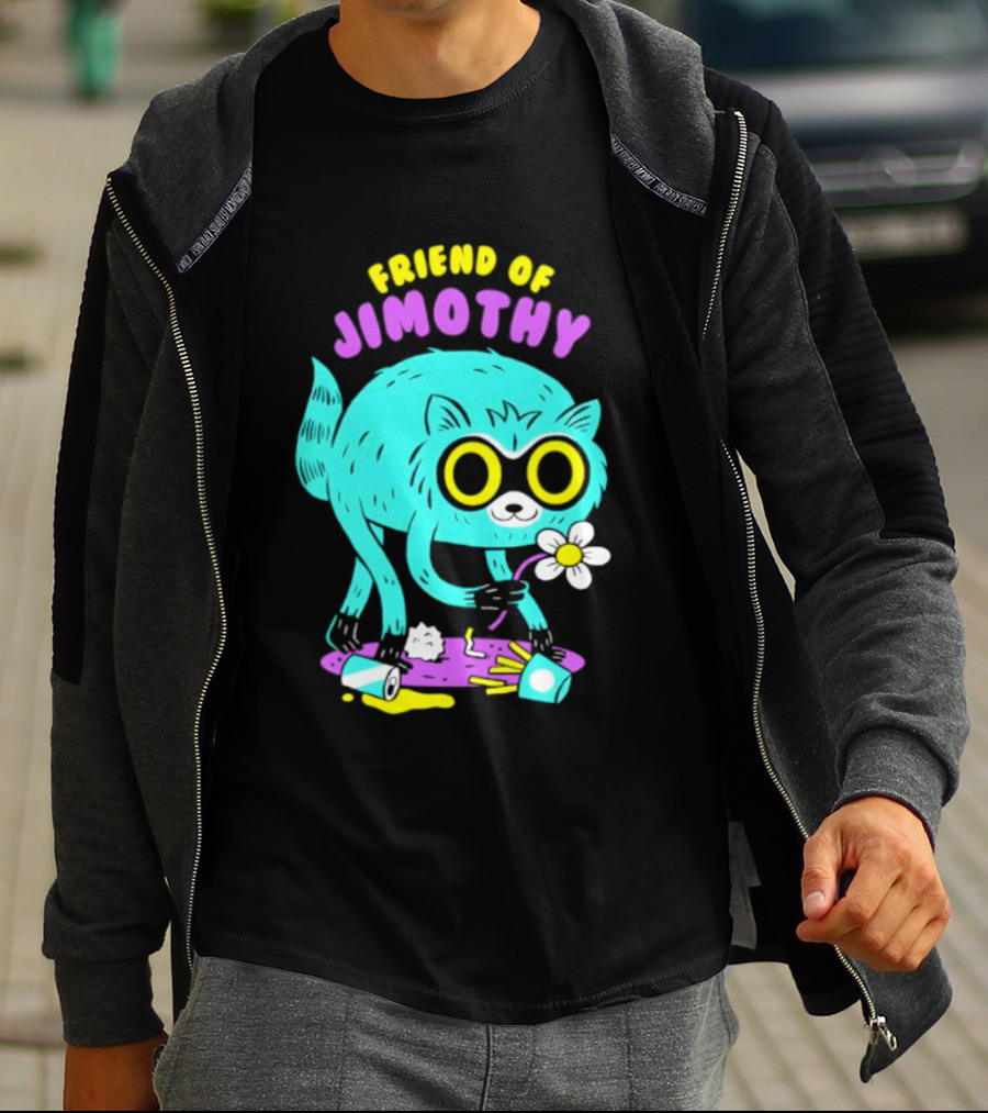 Friend Of Jimothy Raccoon Holding Flower Cute Cartoon T-Shirt