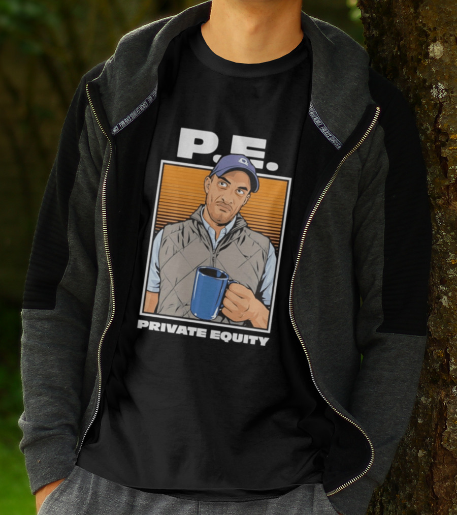 P.E. Guy Holding Coffee In Vest And Cap T-Shirt