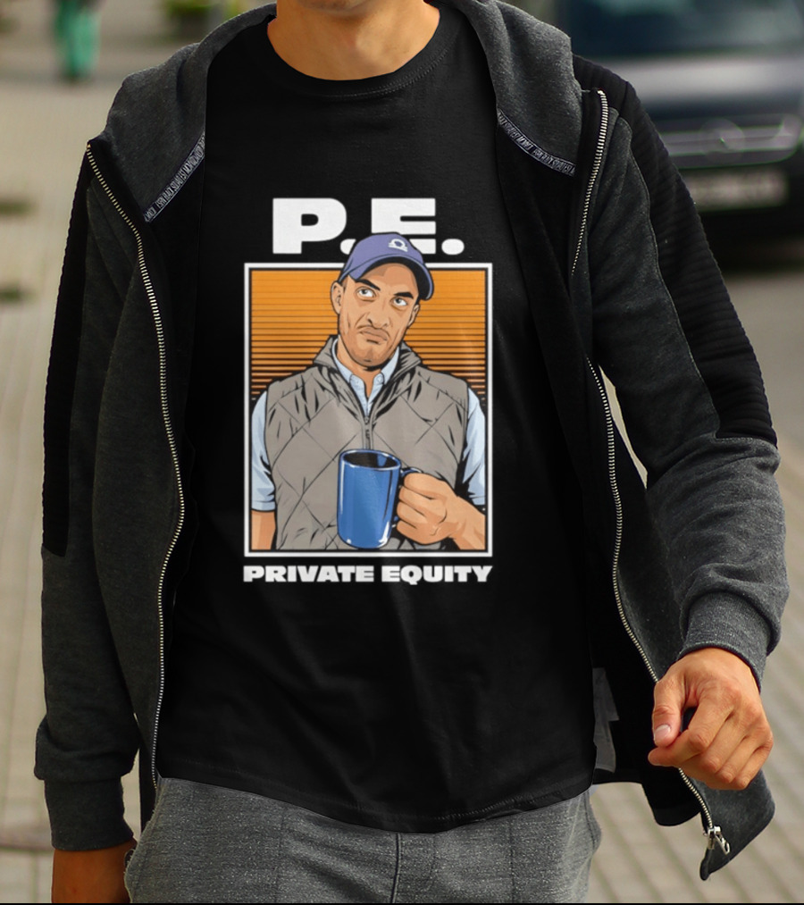 P.E. Guy Holding Coffee In Vest And Cap T-Shirt