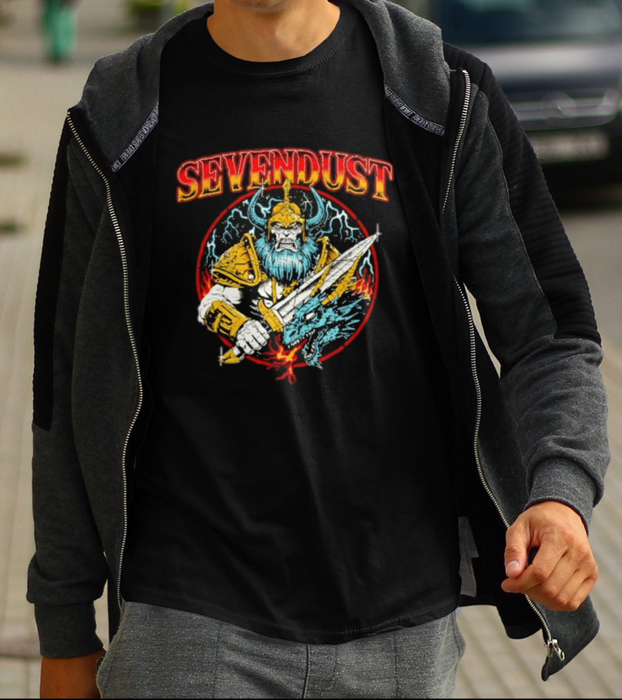 Sevendust Viking Warrior Dragon Battle Axe Power T-Shirt