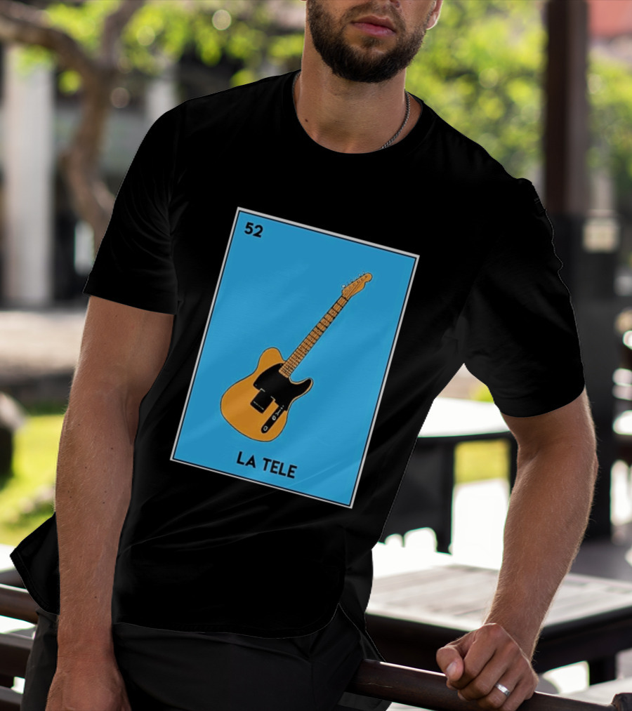 Jeff Garlin La Tele 52 Guitar Image With Number On Blue T-Shirt