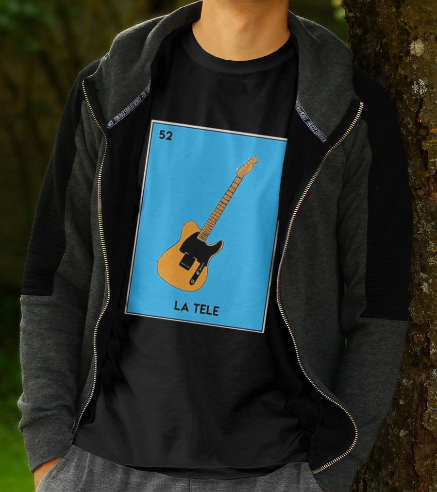 Jeff Garlin La Tele 52 Guitar Image With Number On Blue T-Shirt