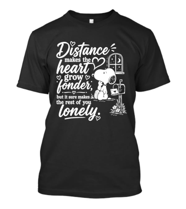 Snoopy Distance Makes The Heart Grow Fonder Lonely Mailbox Scene T-Shirt