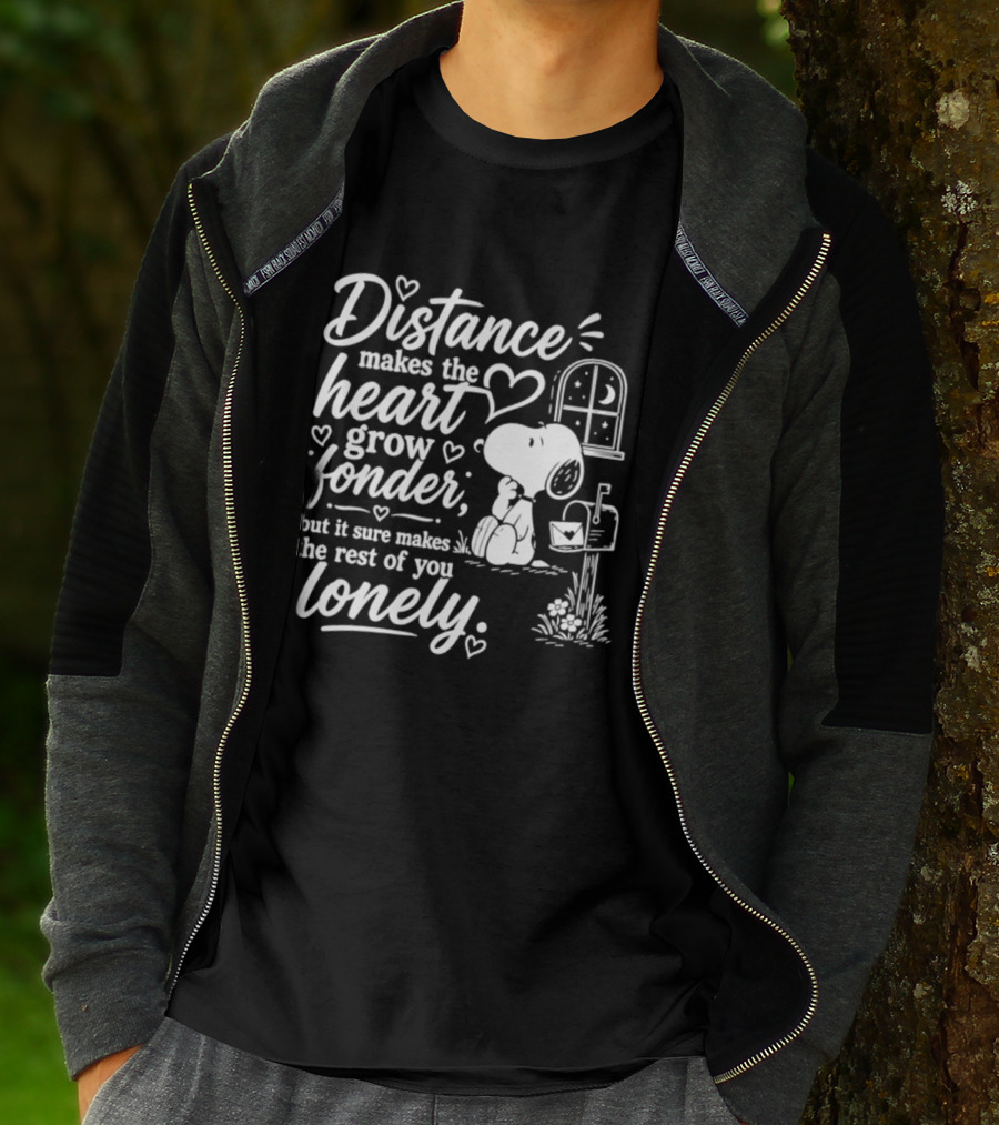 Snoopy Distance Makes The Heart Grow Fonder Lonely Mailbox Scene T-Shirt
