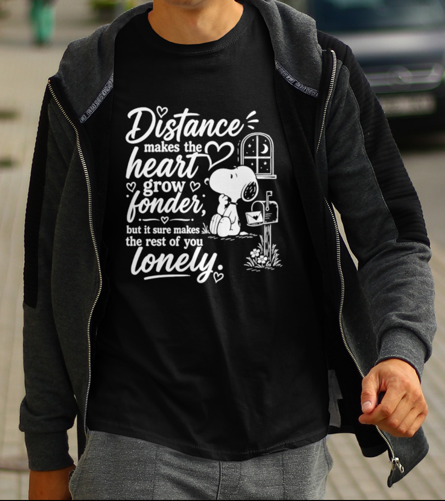 Snoopy Distance Makes The Heart Grow Fonder Lonely Mailbox Scene T-Shirt