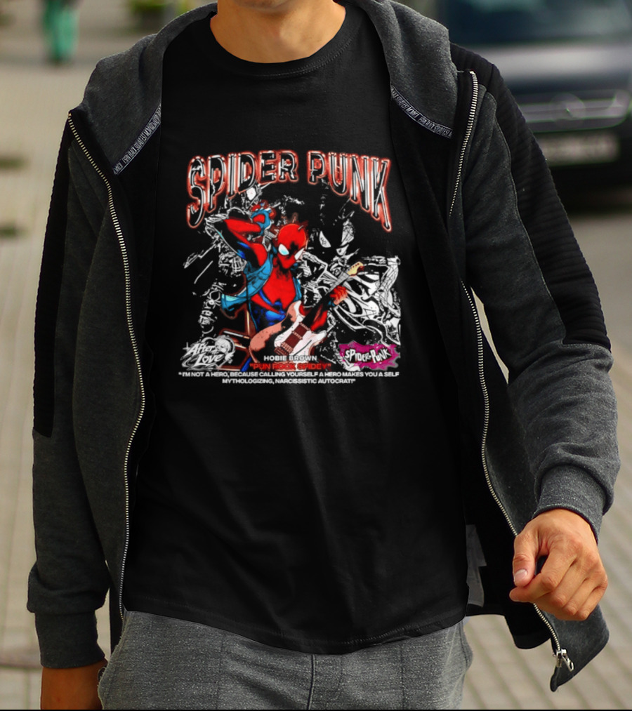 Spider Punk Hobie Brown Punk Rock Spider I Am Not A Hero T-Shirt