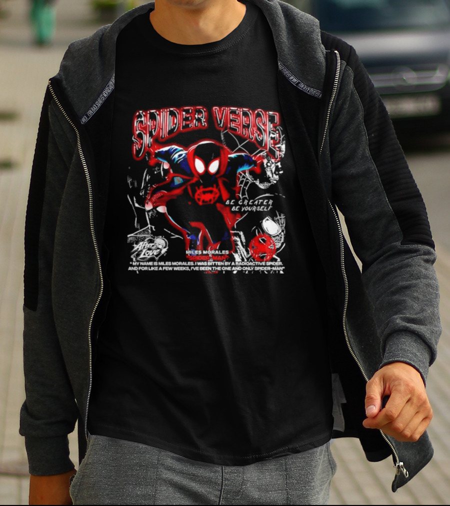 Spider Verse Miles Morales Be Greater Be Yourself Spider Man Marvel T-Shirt