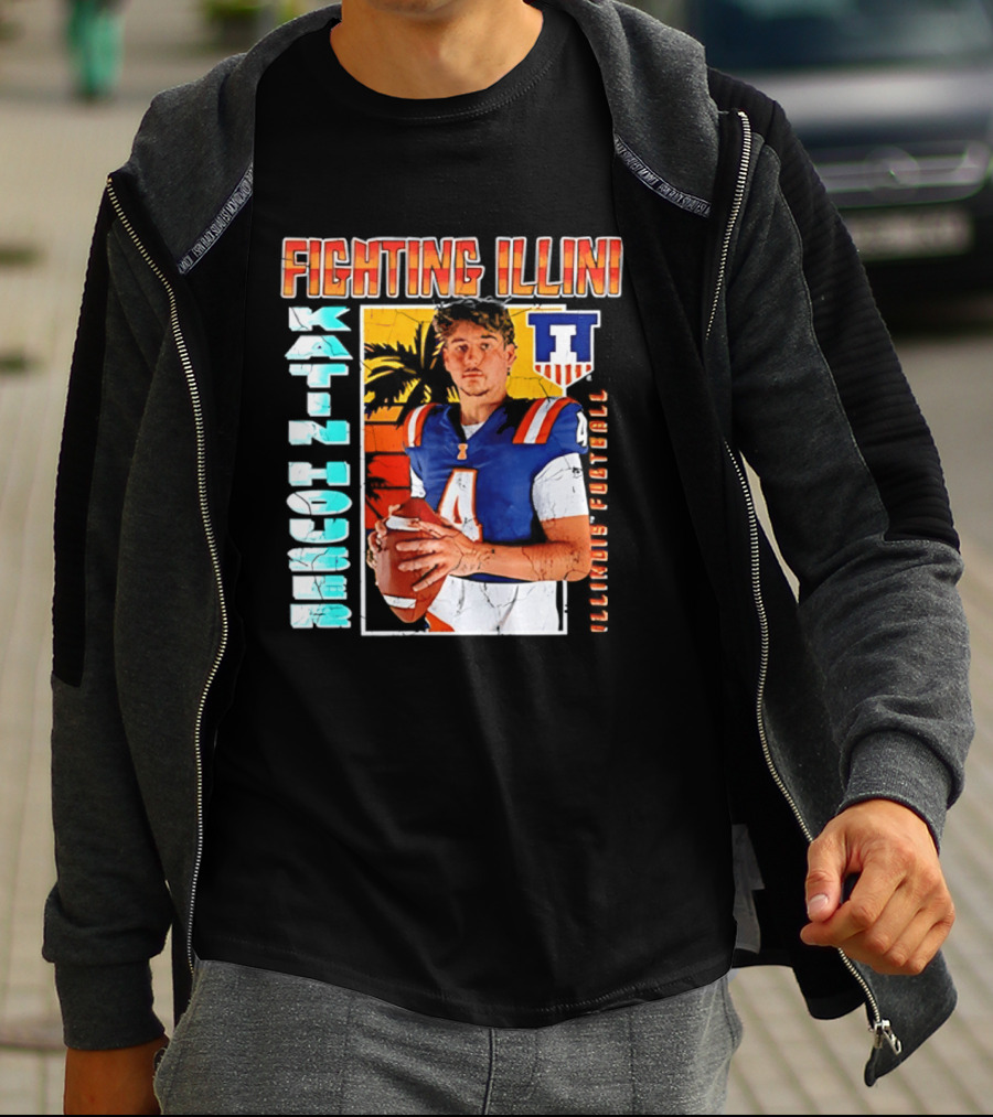 Fighting Illini Katin Houser Illinois Football 2026 NCAA Big Ten T-Shirt