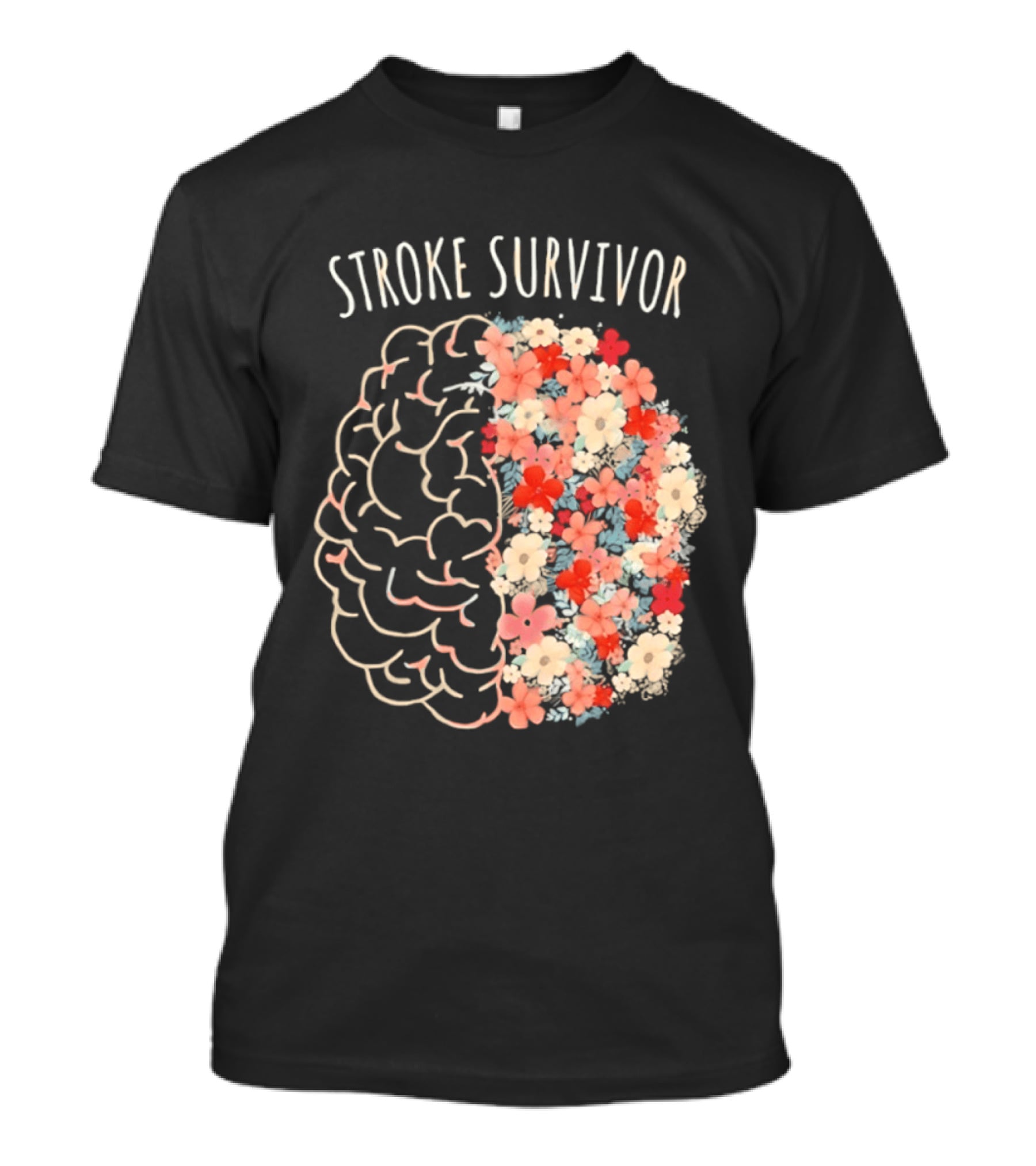 Stroke Survivor Brain With Floral T-Shirt