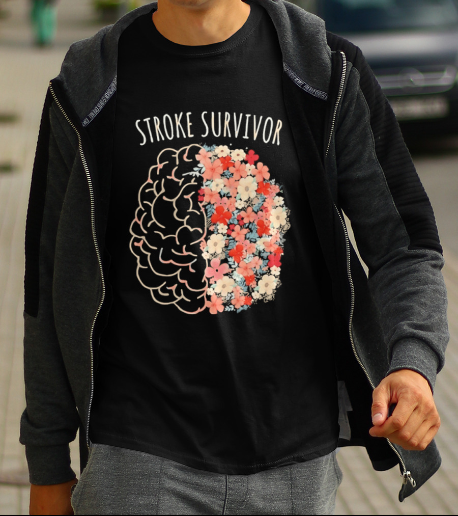 Stroke Survivor Brain With Floral T-Shirt