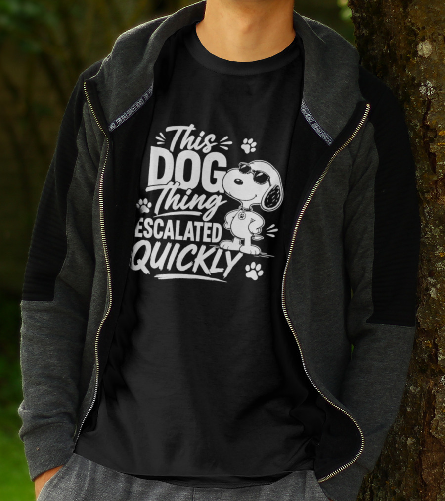 This Dog Thing Escalated Quickly Snoopy Paws Iconic Cartoon T-Shirt