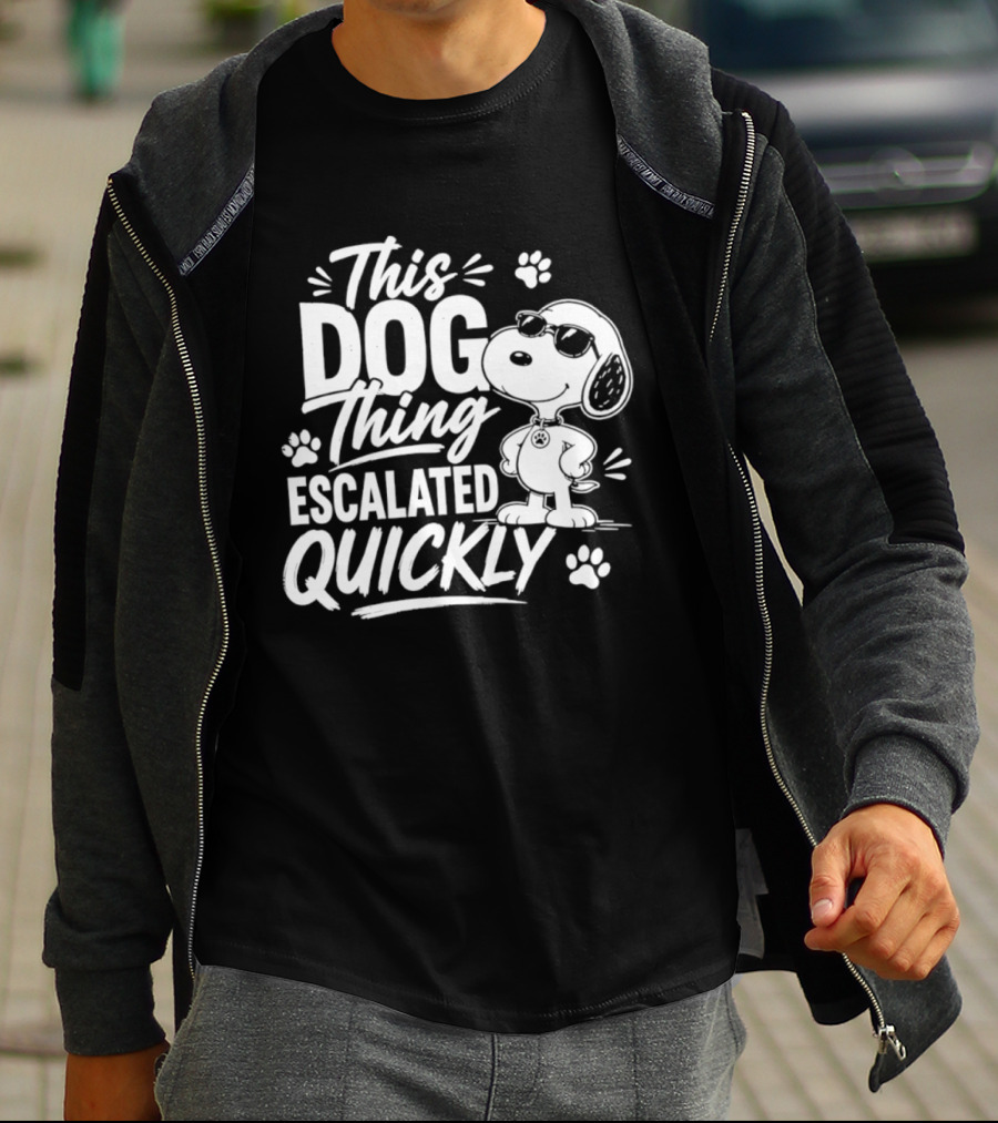 This Dog Thing Escalated Quickly Snoopy Paws Iconic Cartoon T-Shirt