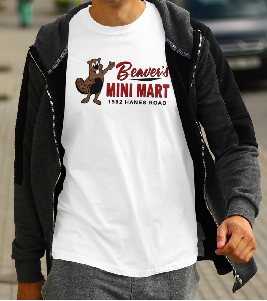Beaver's Mini Mart Mascot Logo 1592 Hanes Road T-Shirt
