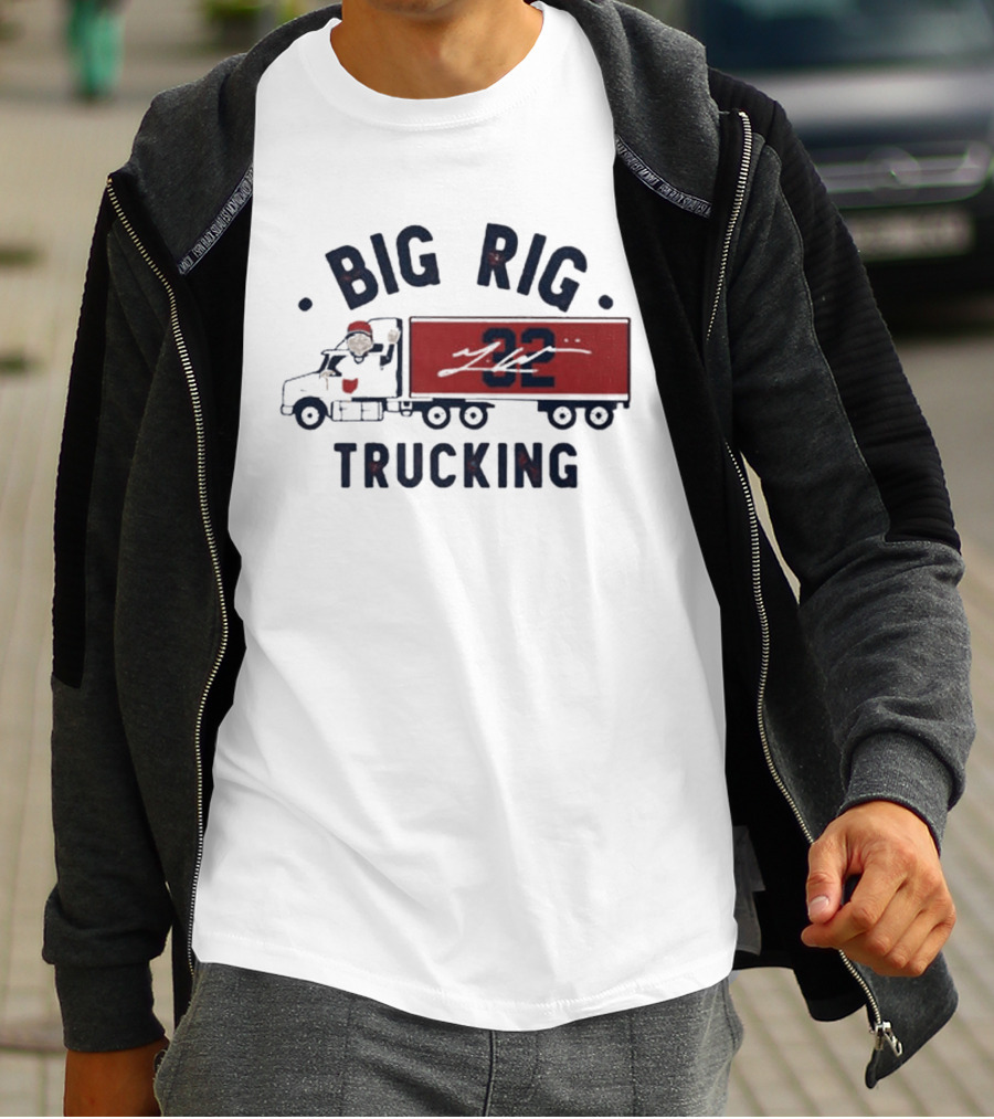 Big Rig Trucking 32 Cartoon Truck Driver With Red Cap T-Shirt
