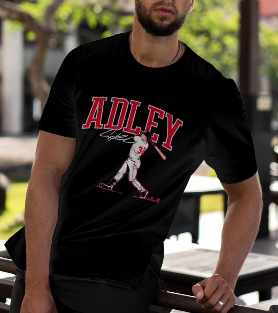 Adley Rutschman Baseball Swing Illustration With Signature T-Shirt