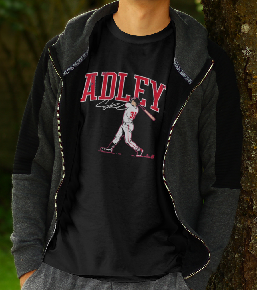 Adley Rutschman Baseball Swing Illustration With Signature T-Shirt