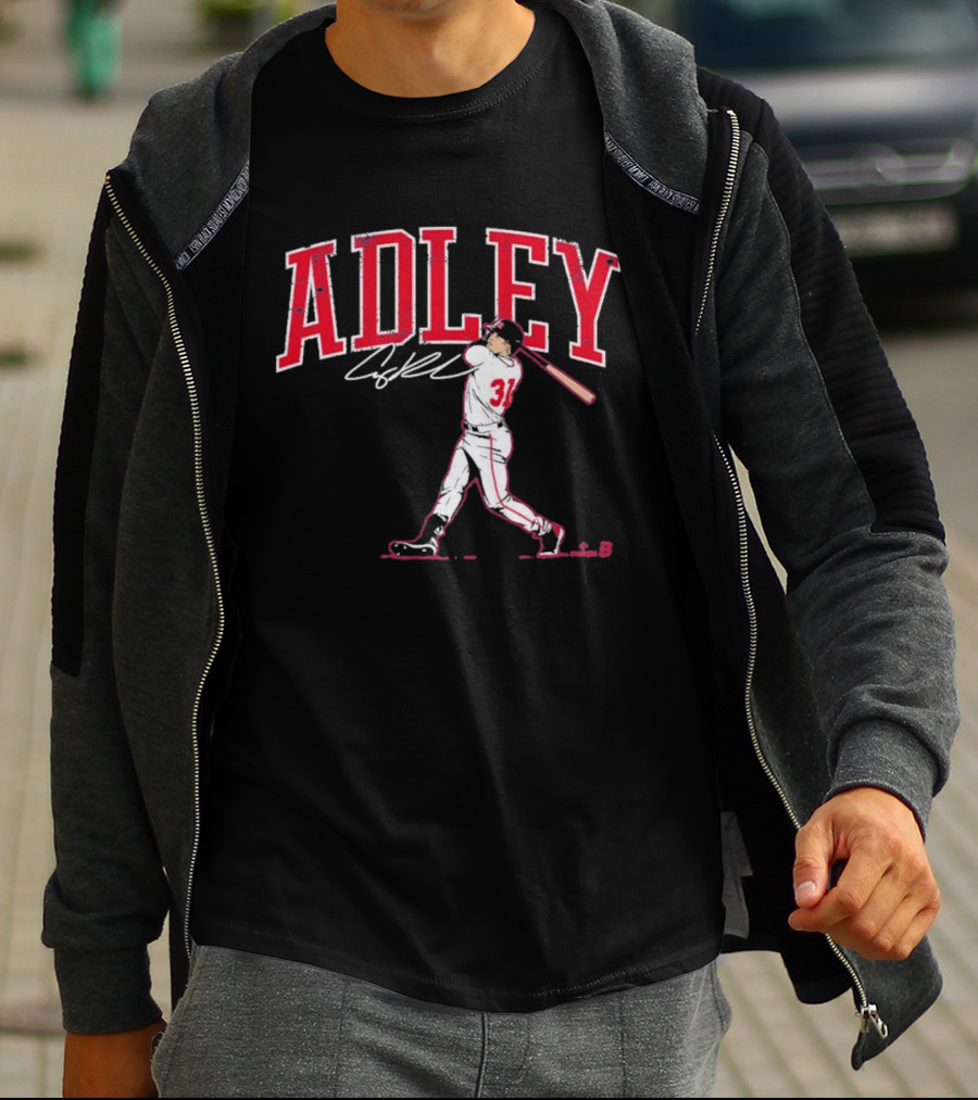 Adley Rutschman Baseball Swing Illustration With Signature T-Shirt