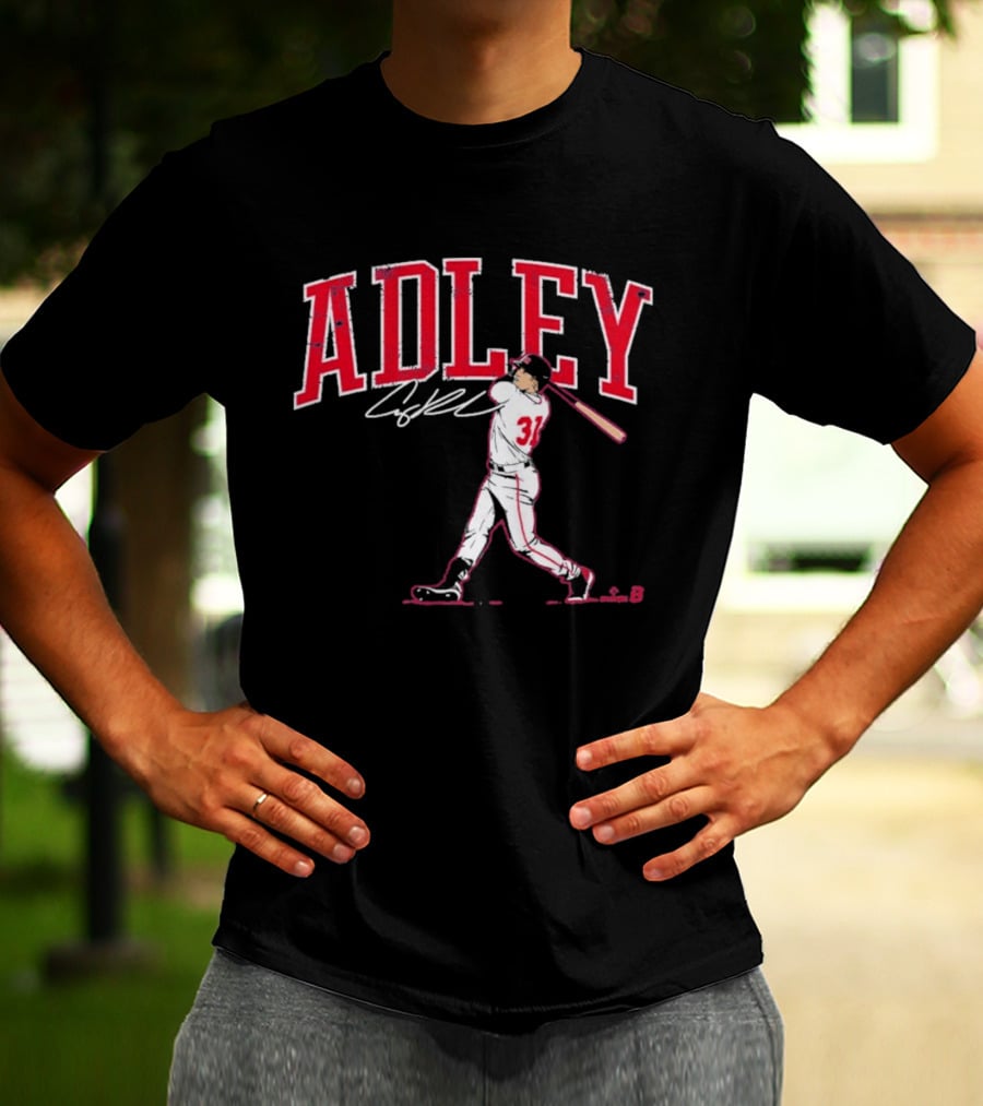 Adley Rutschman Baseball Swing Illustration With Signature T-Shirt