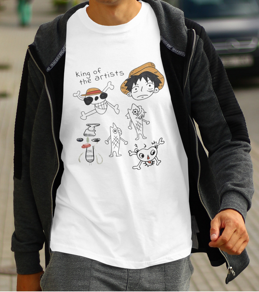 King Of The Artists One Piece Straw Hat Skull Luffy Sketches T-Shirt