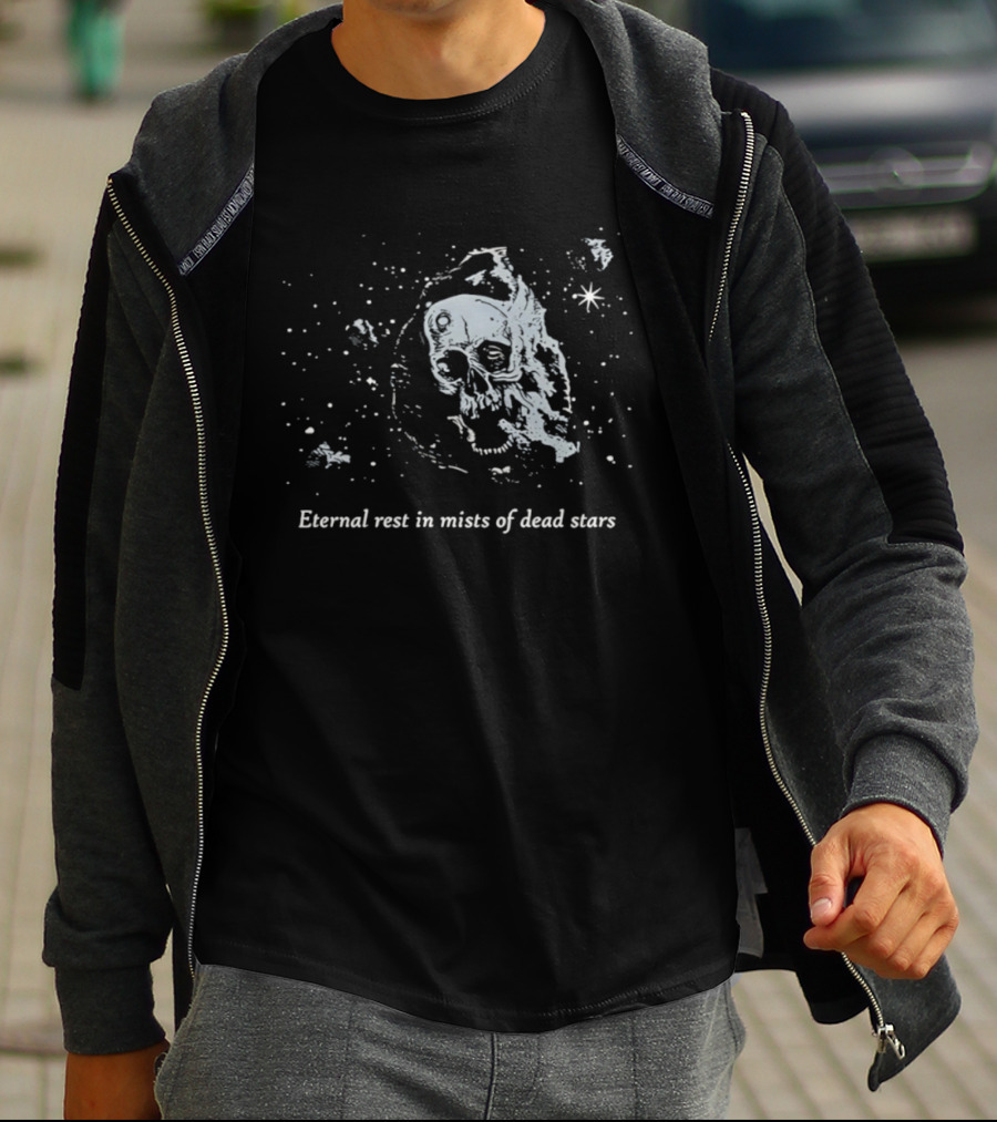 Eternal Rest In Mists Of Dead Stars Skull Space T-Shirt