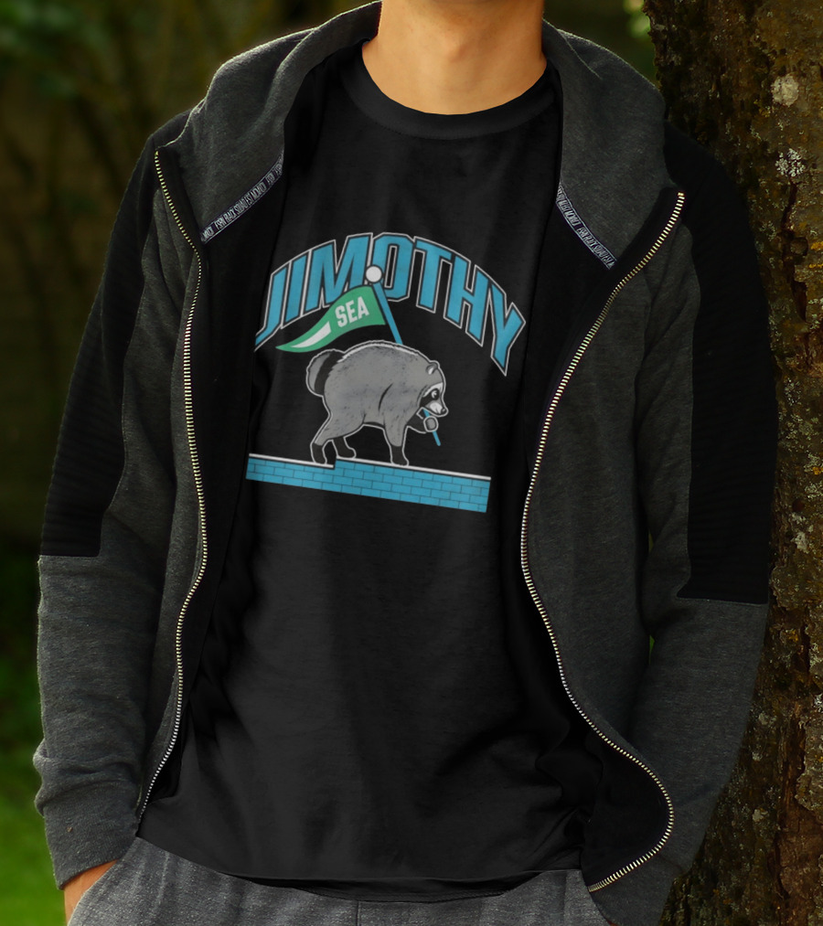 Jimothy SEA Raccoon Holding Flag On Brick Wall T-Shirt