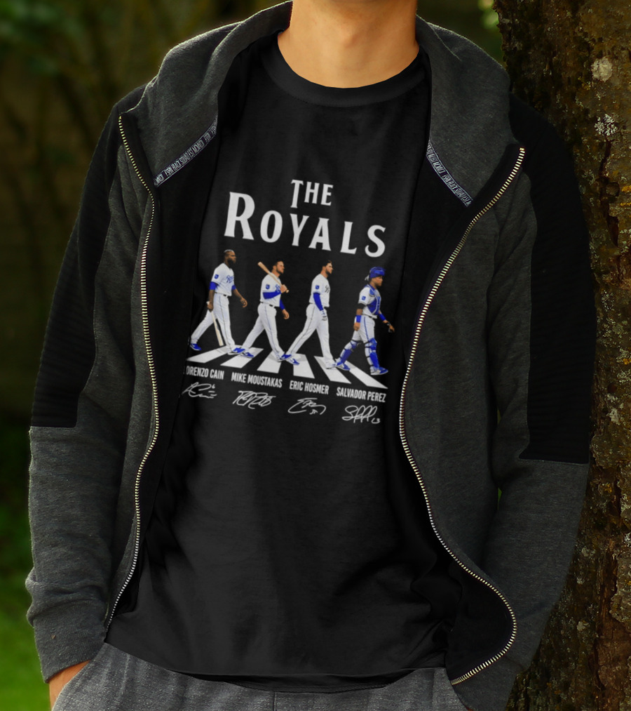 The Royals Lorenzo Cain Mike Moustakas Eric Hosmer Salvador Perez Signatures Abbey Road Kansas City Royals T-Shirt