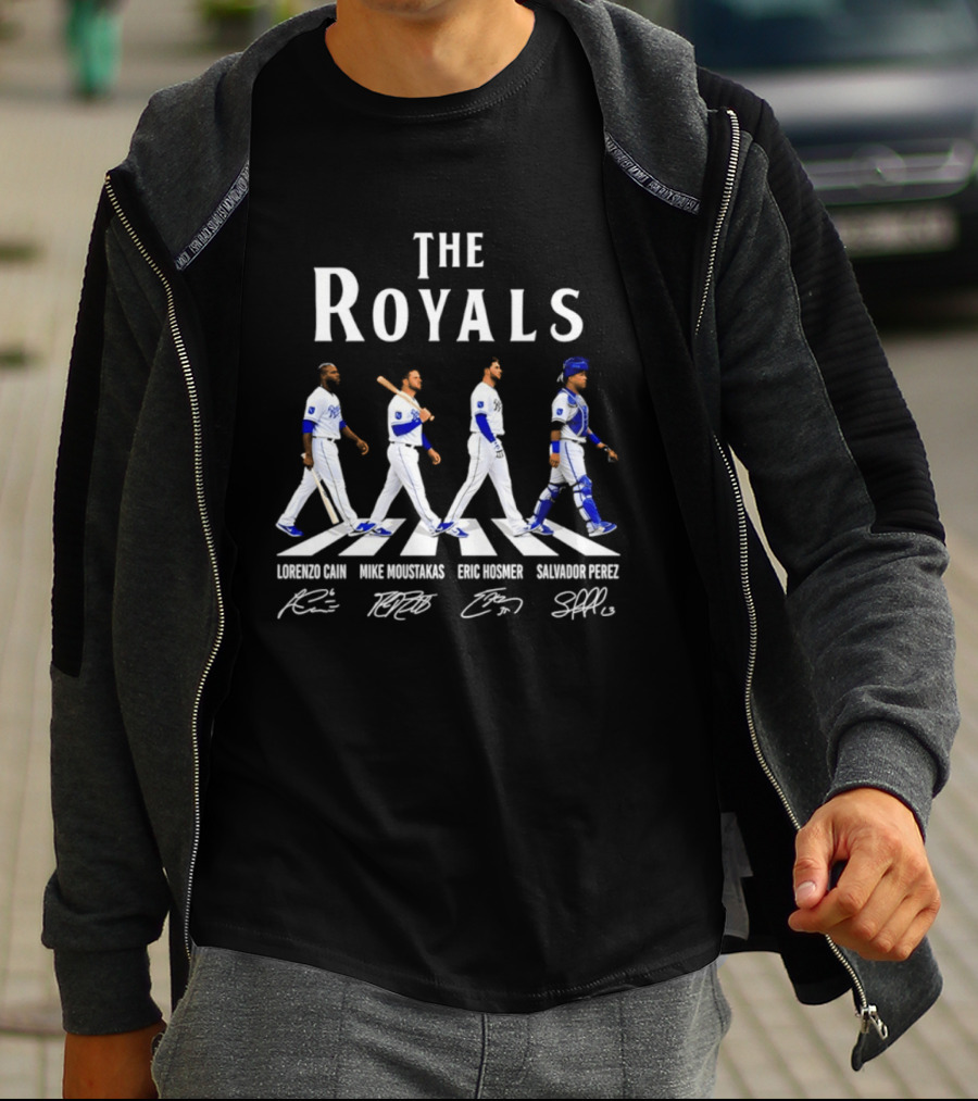The Royals Lorenzo Cain Mike Moustakas Eric Hosmer Salvador Perez Signatures Abbey Road Kansas City Royals T-Shirt