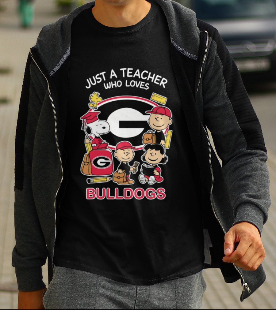 Just A Teacher Who Loves Bulldogs Peanuts X Georgia Football Academics T-Shirt