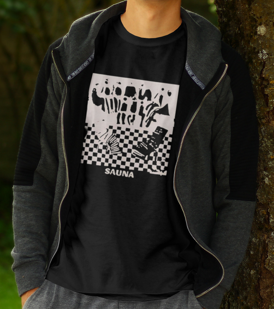 Sauna Checkered Patterns Accordion Instruments T-Shirt