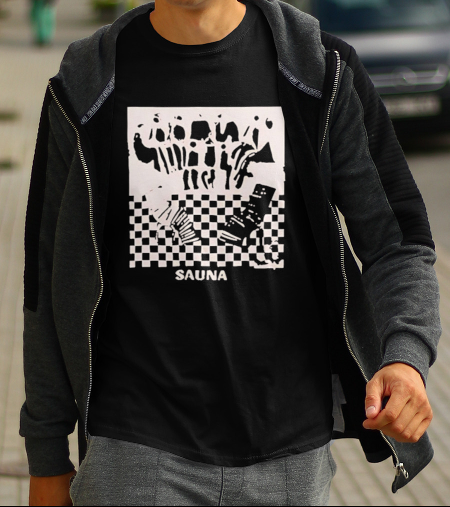 Sauna Checkered Patterns Accordion Instruments T-Shirt