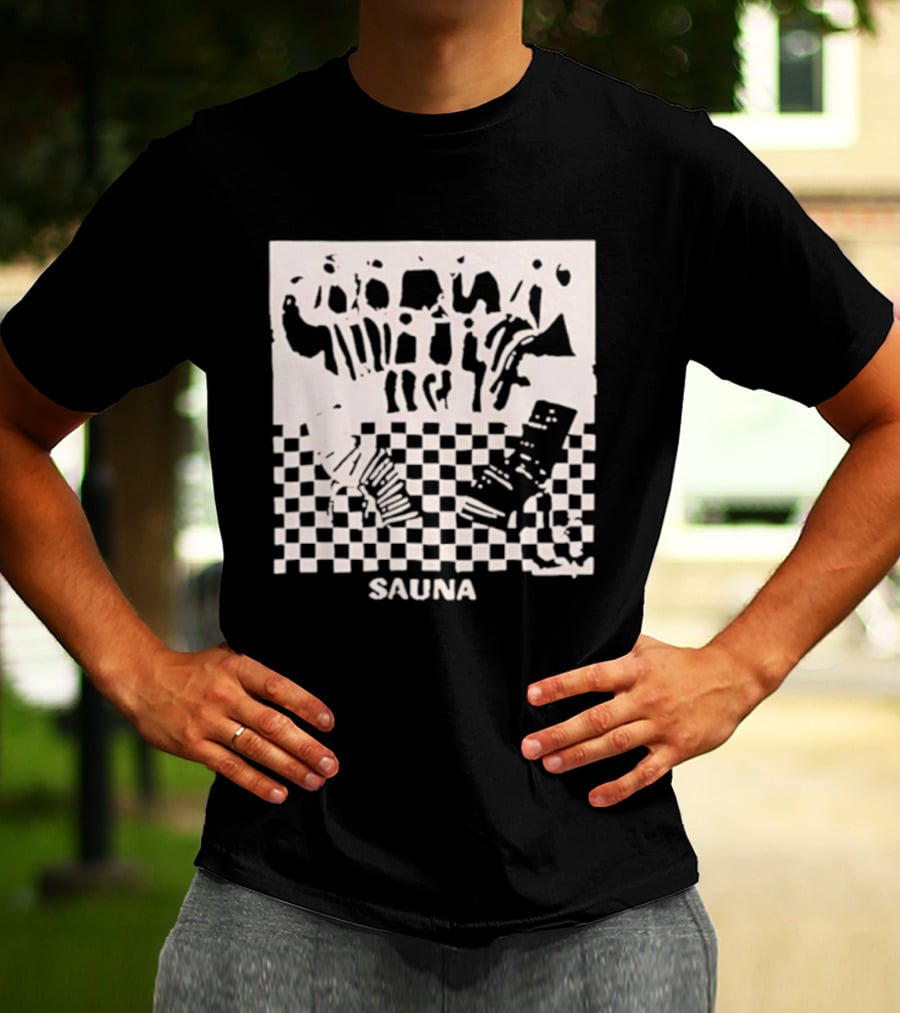 Sauna Checkered Patterns Accordion Instruments T-Shirt