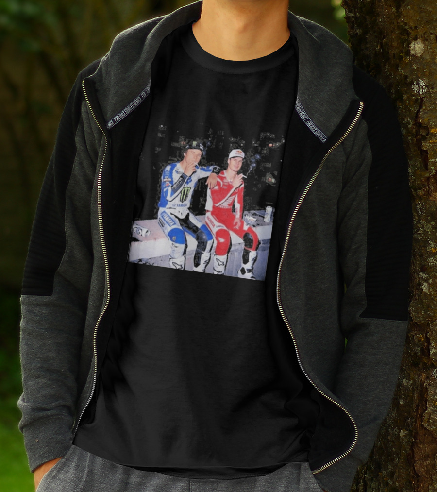 Valentino Rossi Casey Stoner Yamaha Honda Monster Red Bull Racing Motogp Smoking T-Shirt