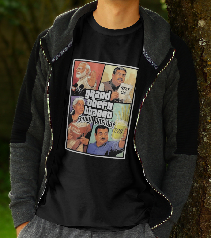 Grand Theft Bharat Sangh Parivar NEET QA Budget Perkonomics E20 T-Shirt