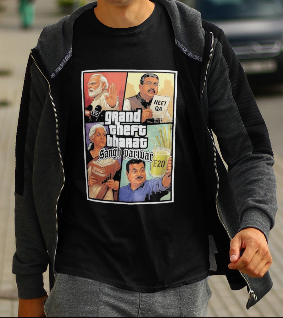 Grand Theft Bharat Sangh Parivar NEET QA Budget Perkonomics E20 T-Shirt