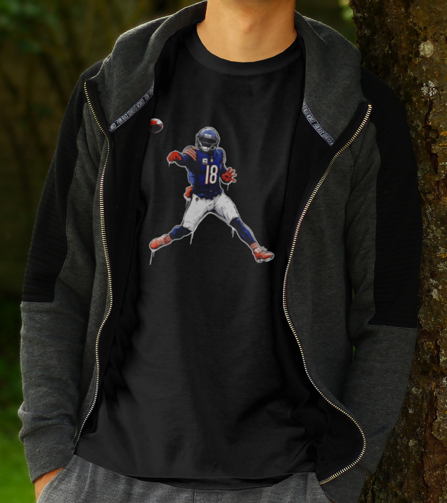 Chicago Bears Number 18 Quarterback Graffiti Style Football T-Shirt