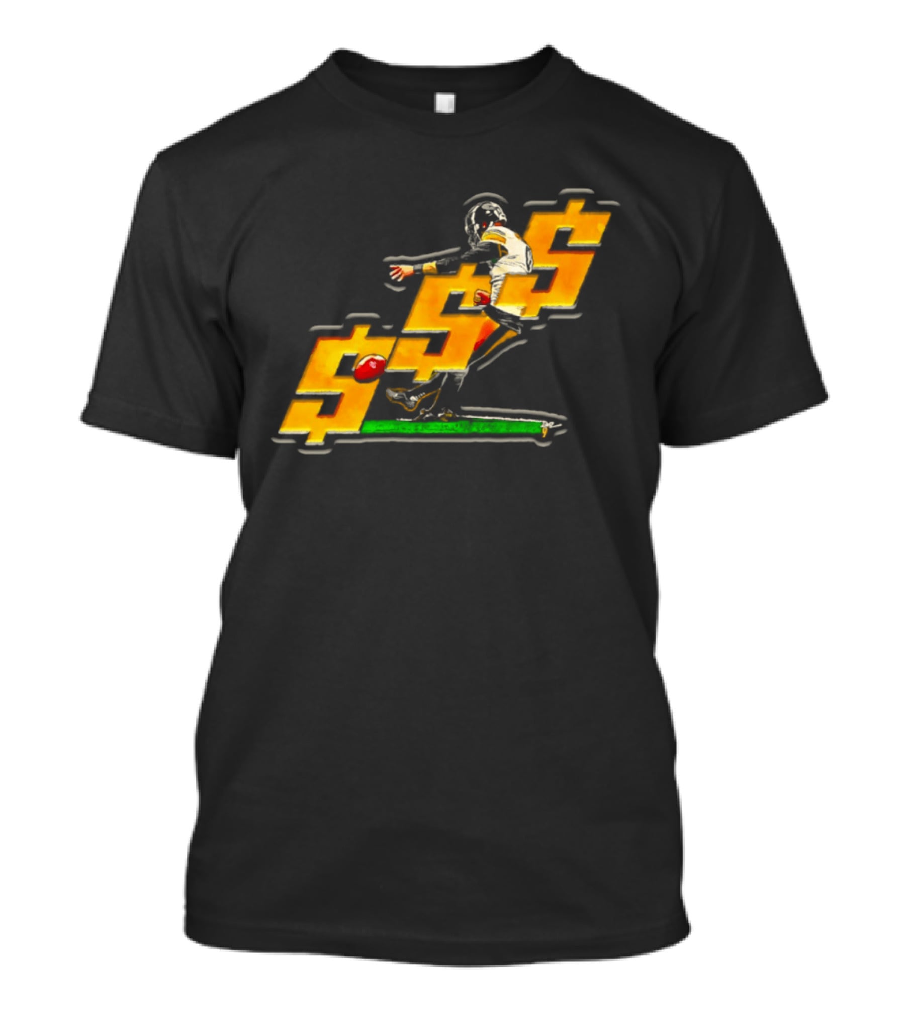 Pittsburgh Steelers Chris Boswell Kicking Football Dollar Sign T-Shirt