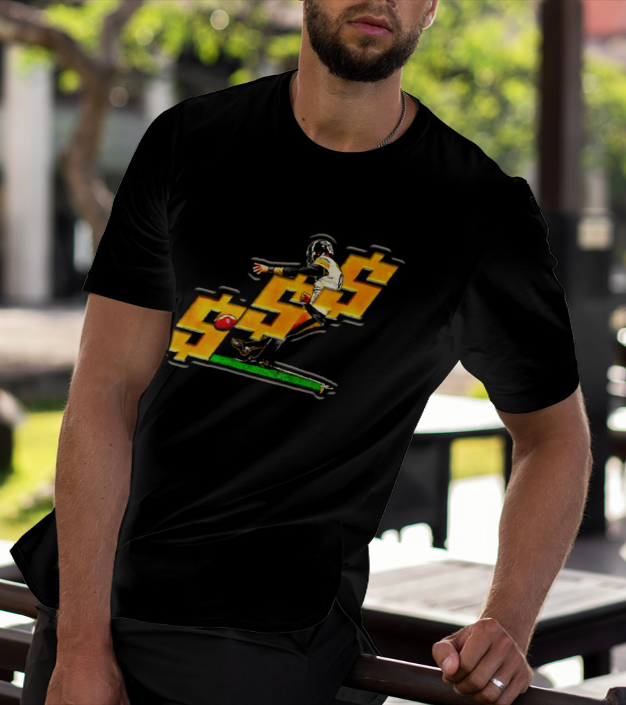 Pittsburgh Steelers Chris Boswell Kicking Football Dollar Sign T-Shirt
